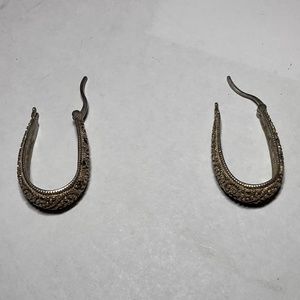 Sterling Silver Hoop Earrings Embossed